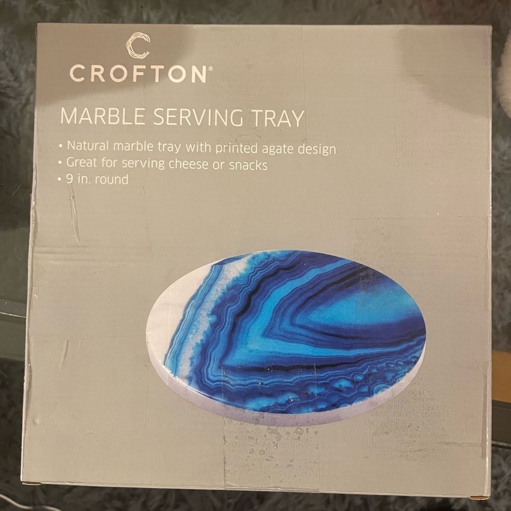 Crofton blue marble serving tray